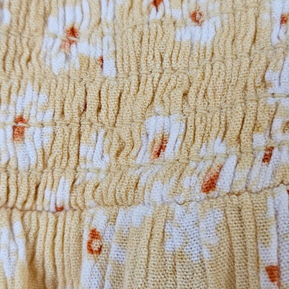 Pink Rose Peasant Mini Dress Small Yellow Daisy Print Cottagecore Prariecore - Picture 5 of 16